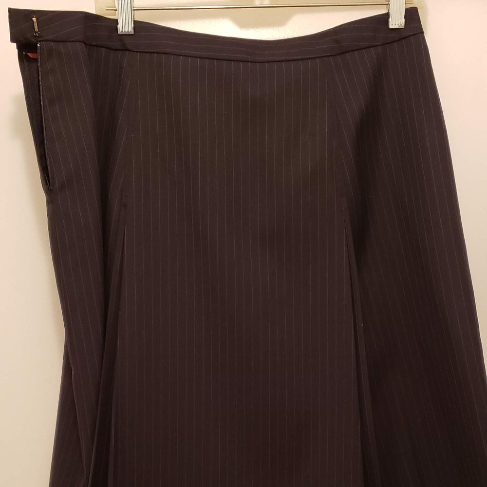 J. Crew Navy Pinstriped Pleated Wool Skirt Size 12